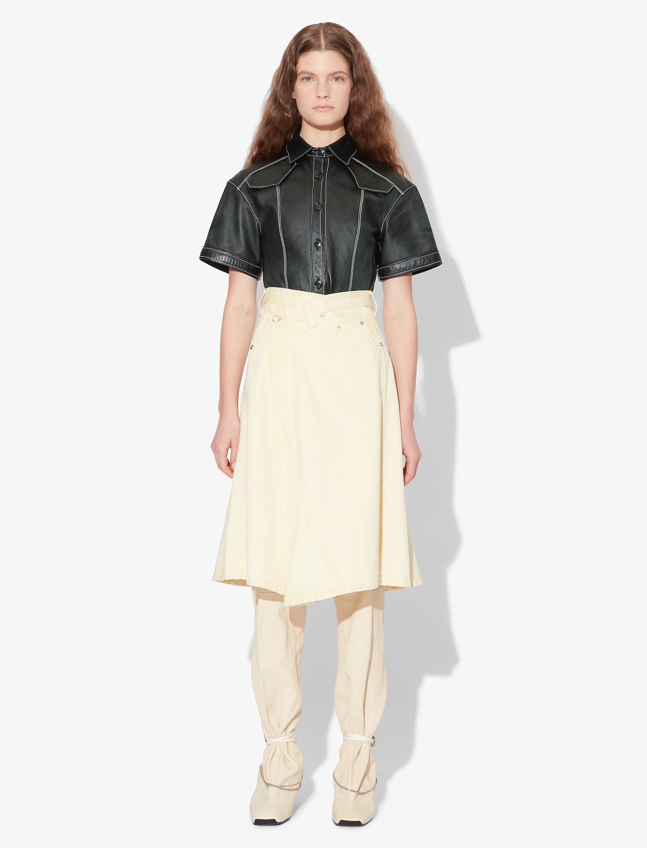 Leather Short Sleeve Top #1