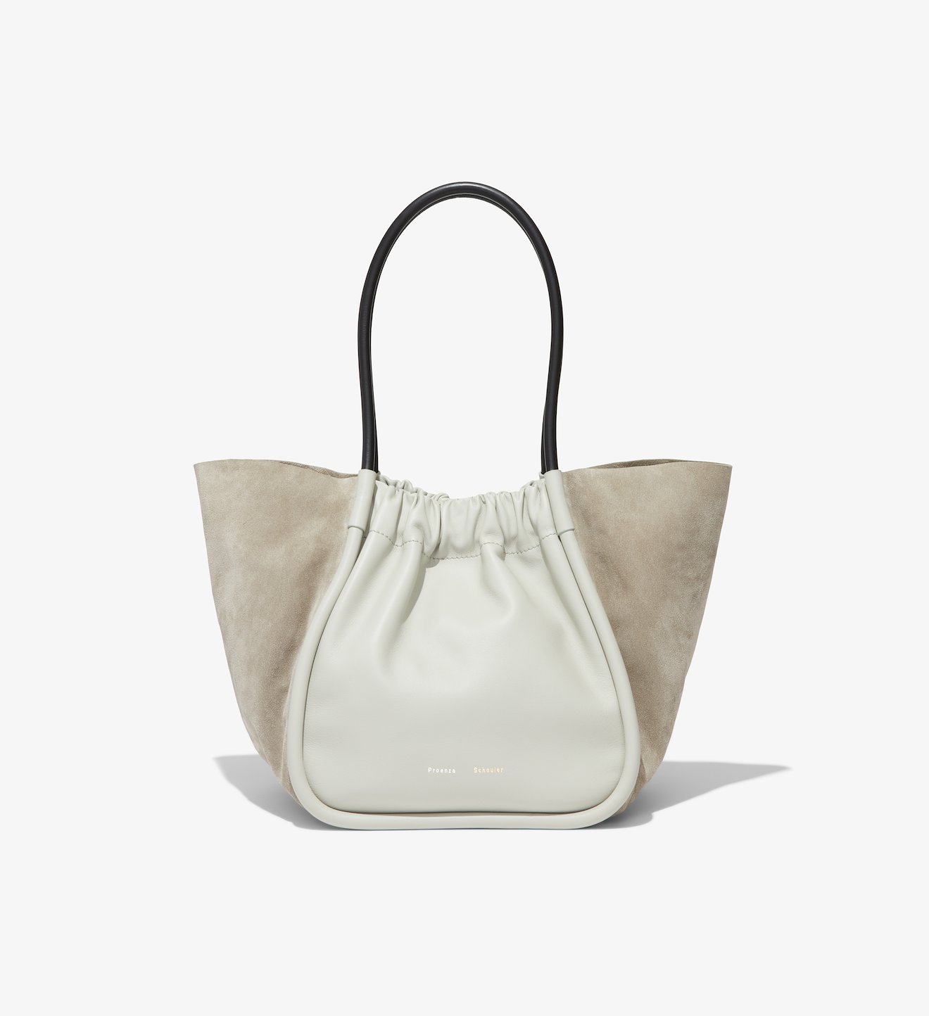 Leather Suede Ruched L Tote