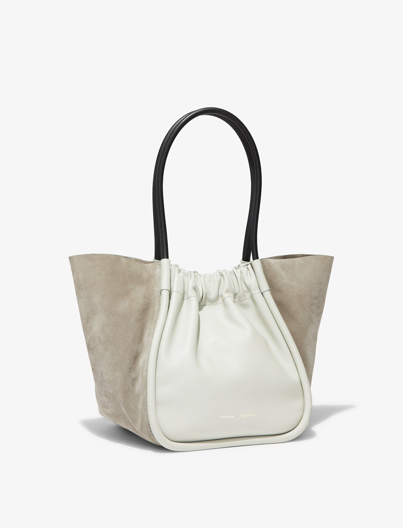 Leather Suede Ruched L Tote #1