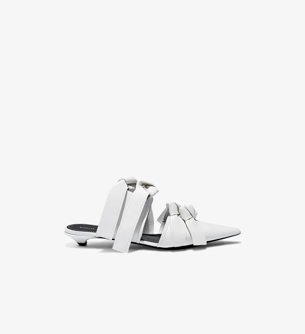 Leather Tie-Detail Mule