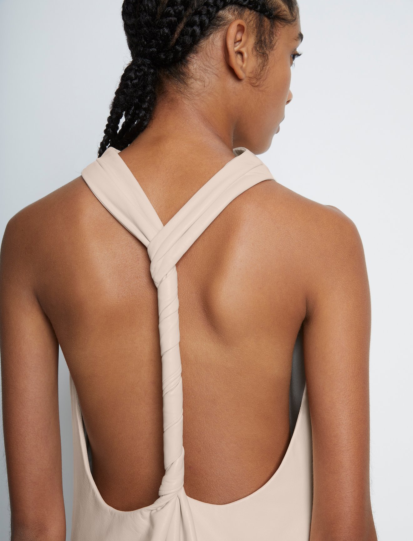Leather Twist Back Dress #3