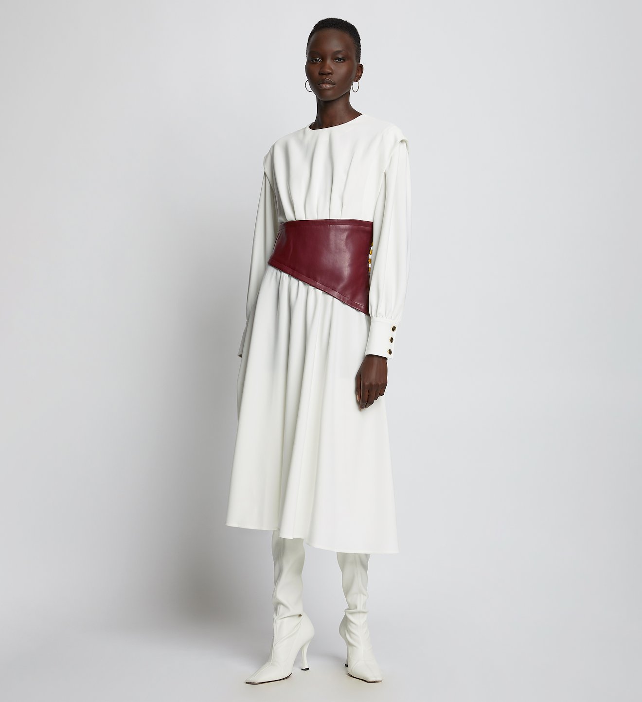 Leather Waistband Dress