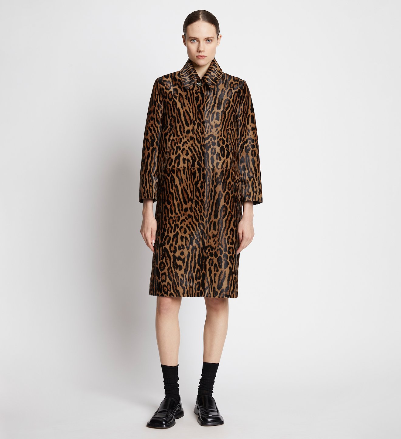 Leopard Printed Haircalf Coat