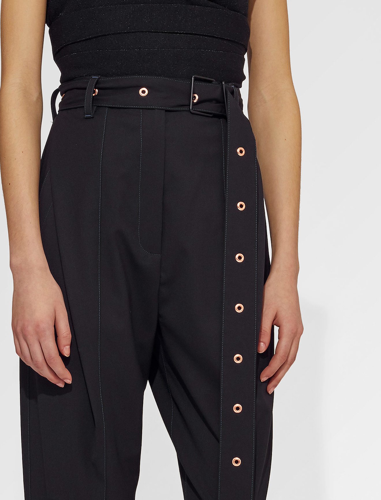 Lightweight Wool Belted Straight Pant #3