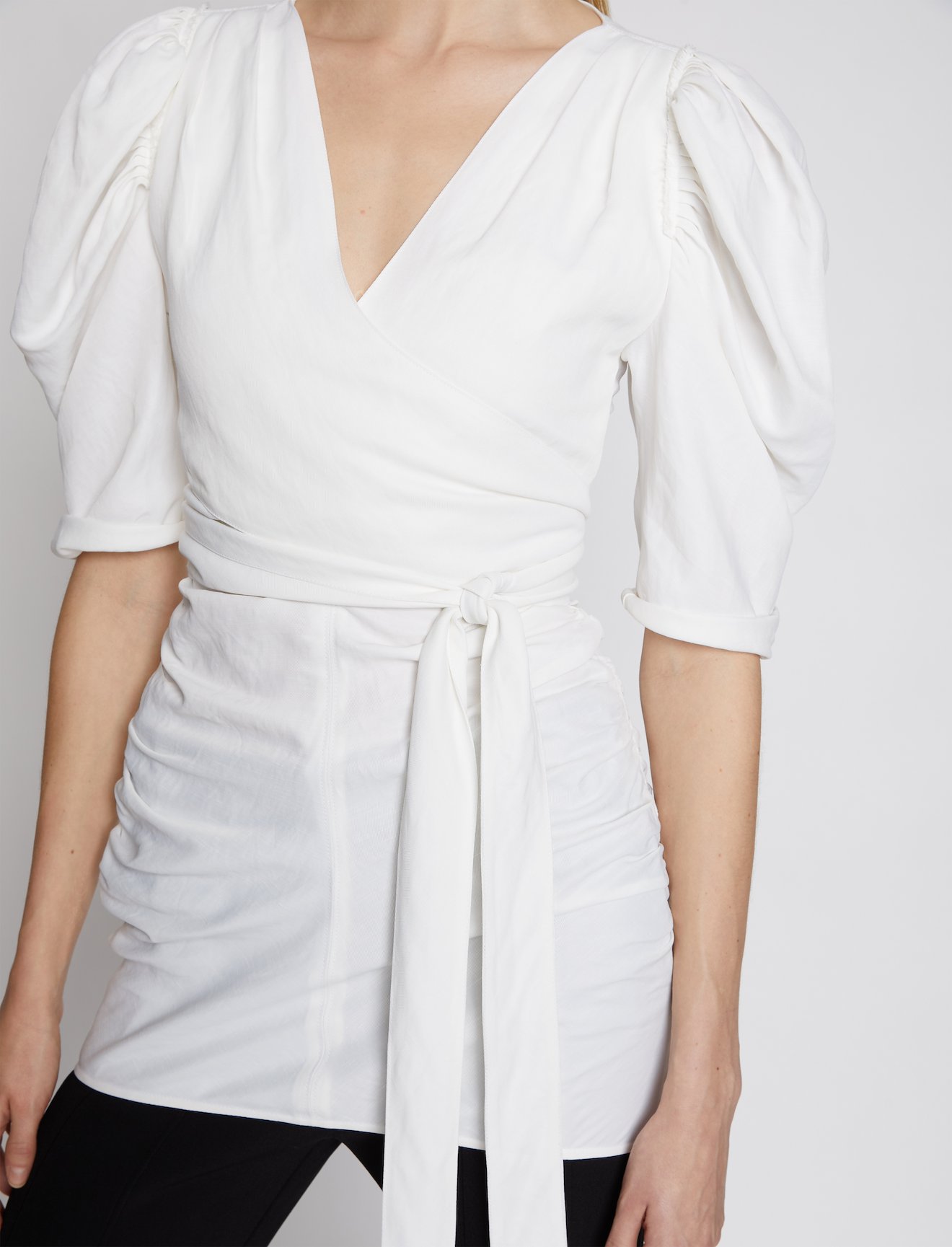 Linen Viscose Shirred Sleeve Top #2