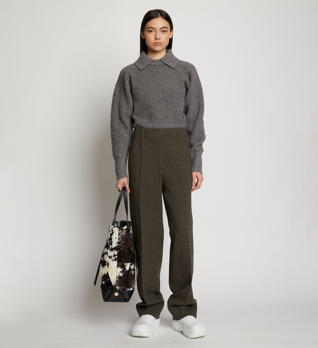 Lofty Rib Knit Collared Sweater