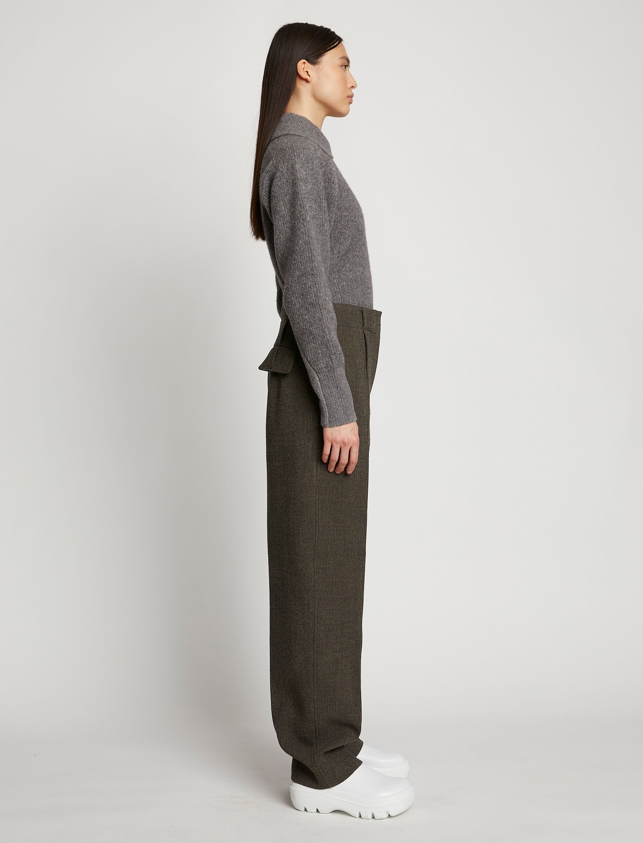 Lofty Rib Knit Collared Sweater #1