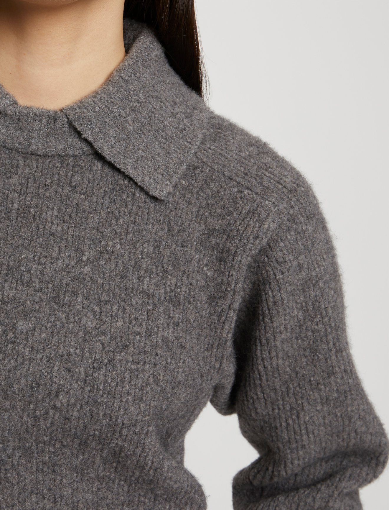Lofty Rib Knit Collared Sweater #3
