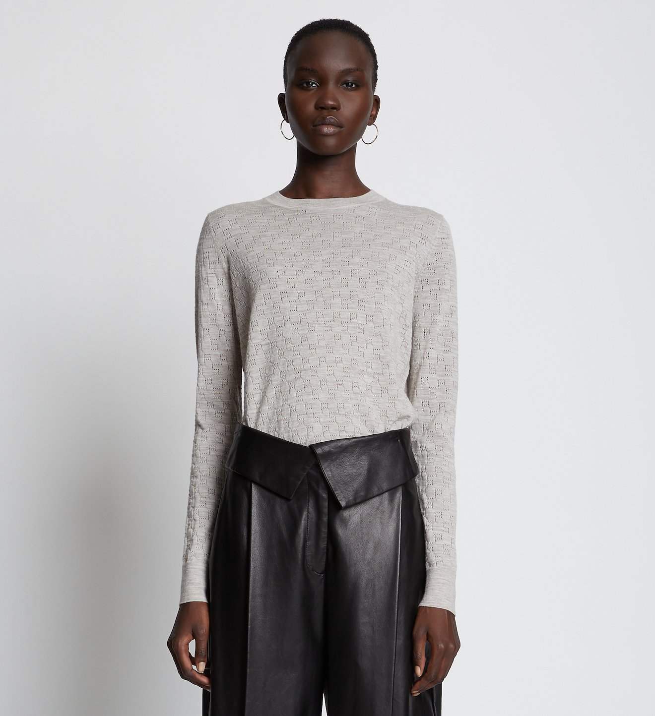 Logo Pointelle Knit Top