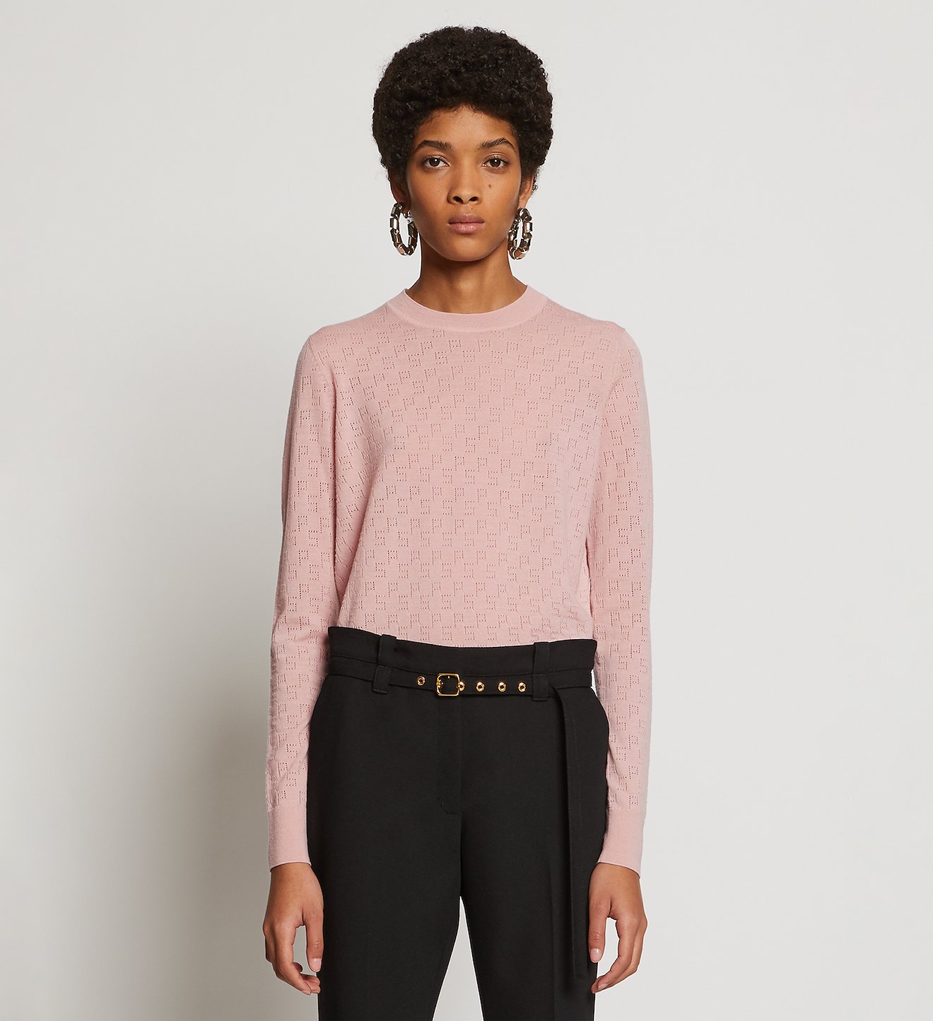 Logo Pointelle Knit Top