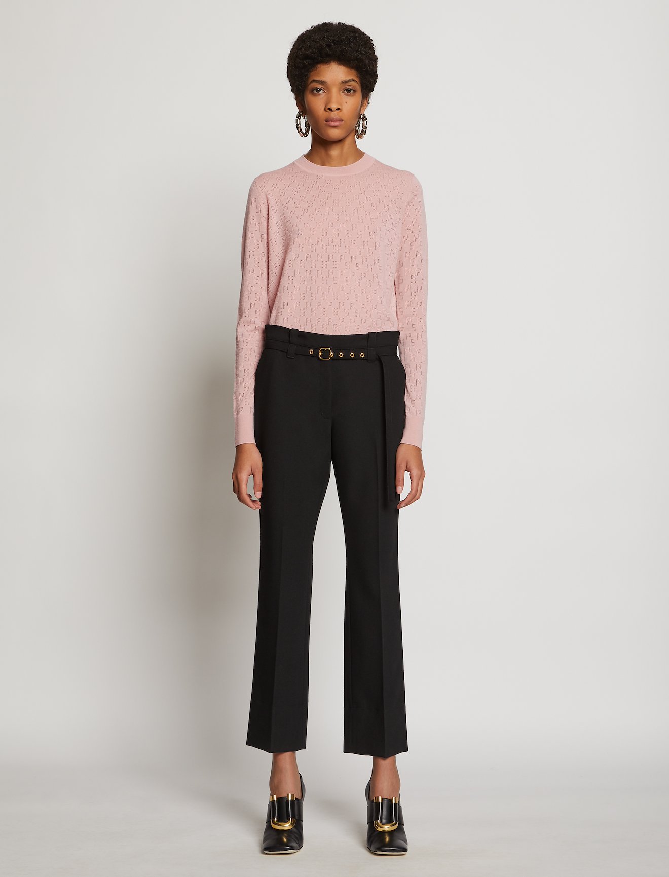 Logo Pointelle Knit Top #1