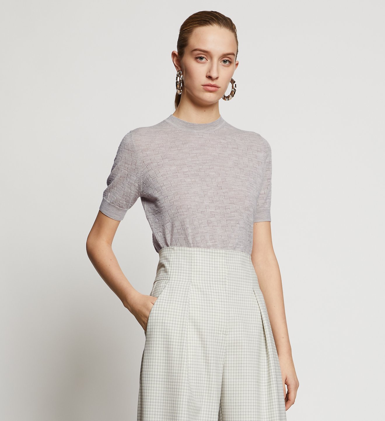 Logo Pointelle Knit Top