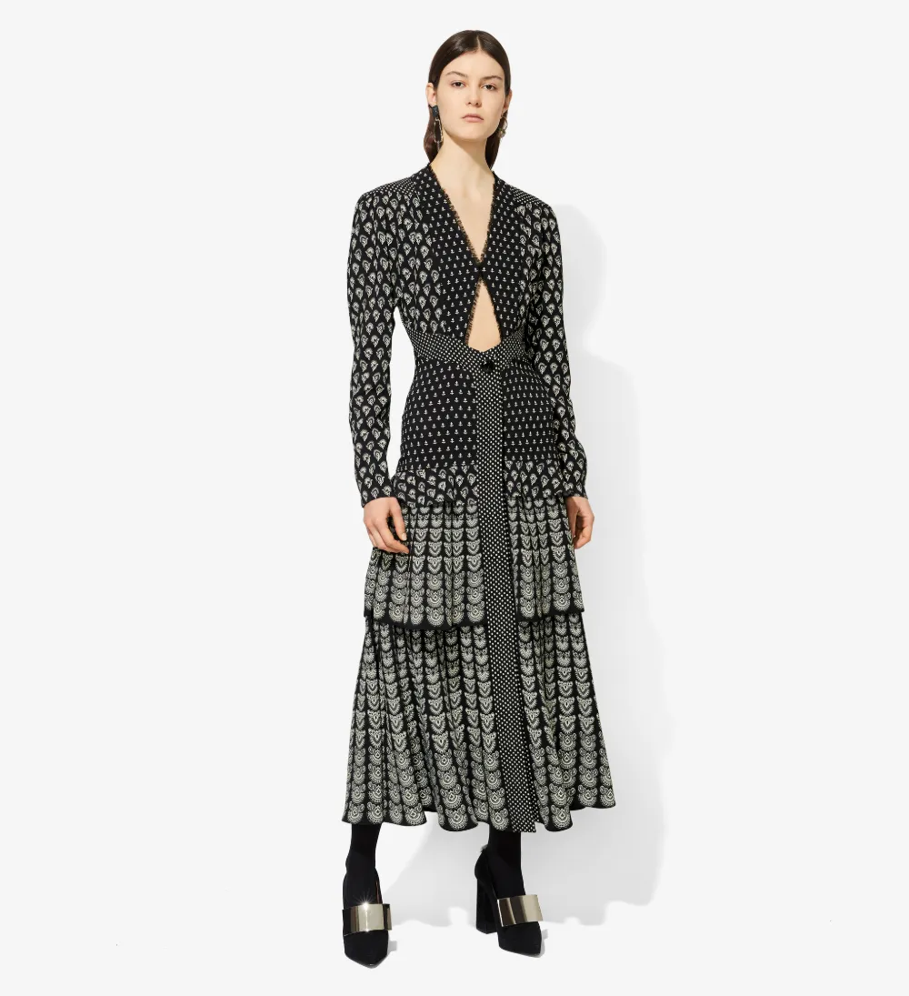 Long Sleeve Block Print Dress