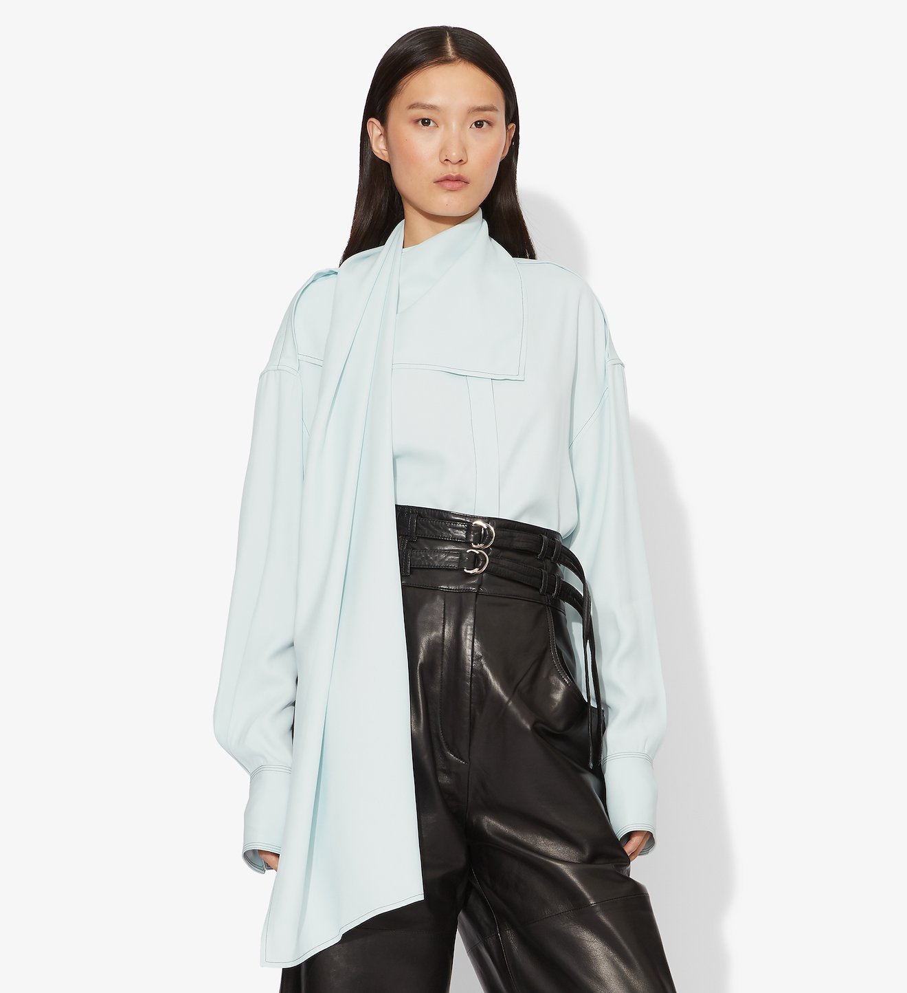 Long Sleeve Scarf Shirt