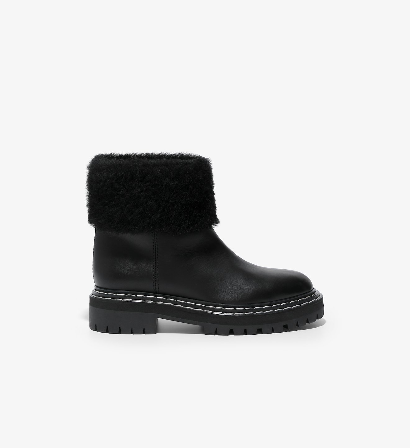 Lug Sole Shearling Ankle Boots