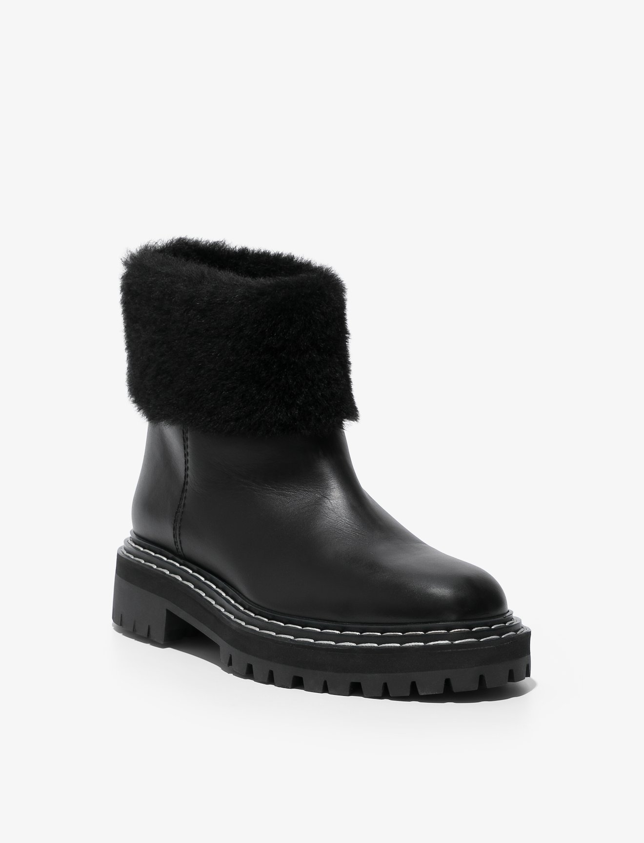 Lug Sole Shearling Ankle Boots #1