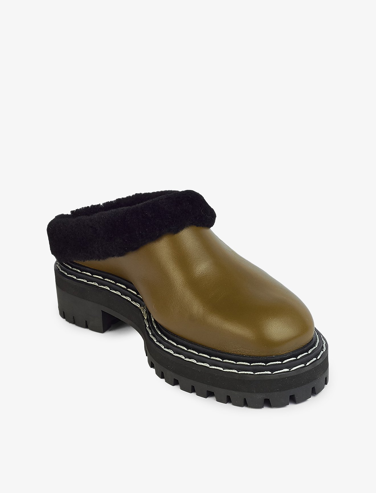 Lug Sole Shearling Mules #1