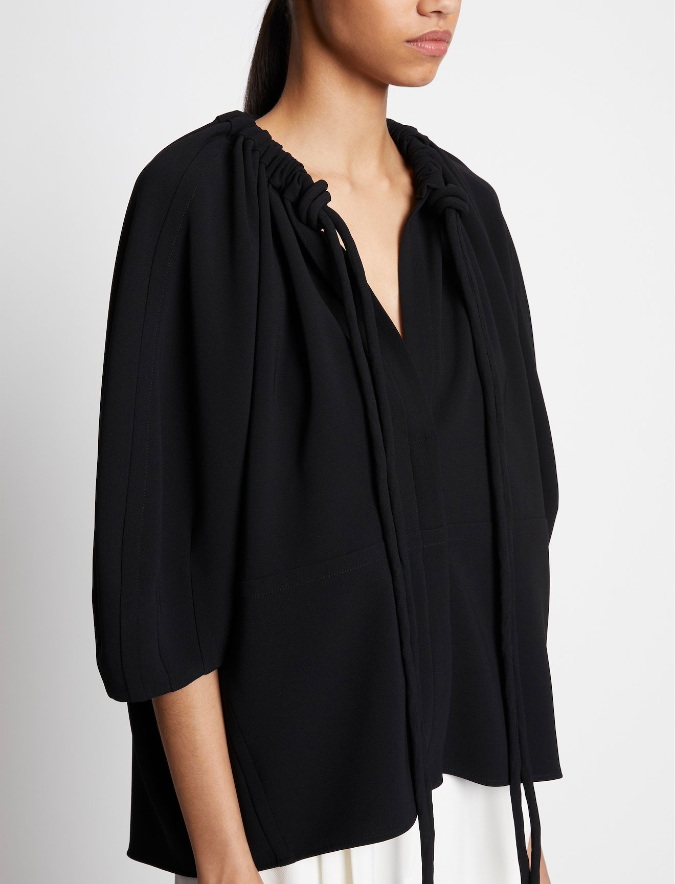 Matte Crepe V-neck Top #4