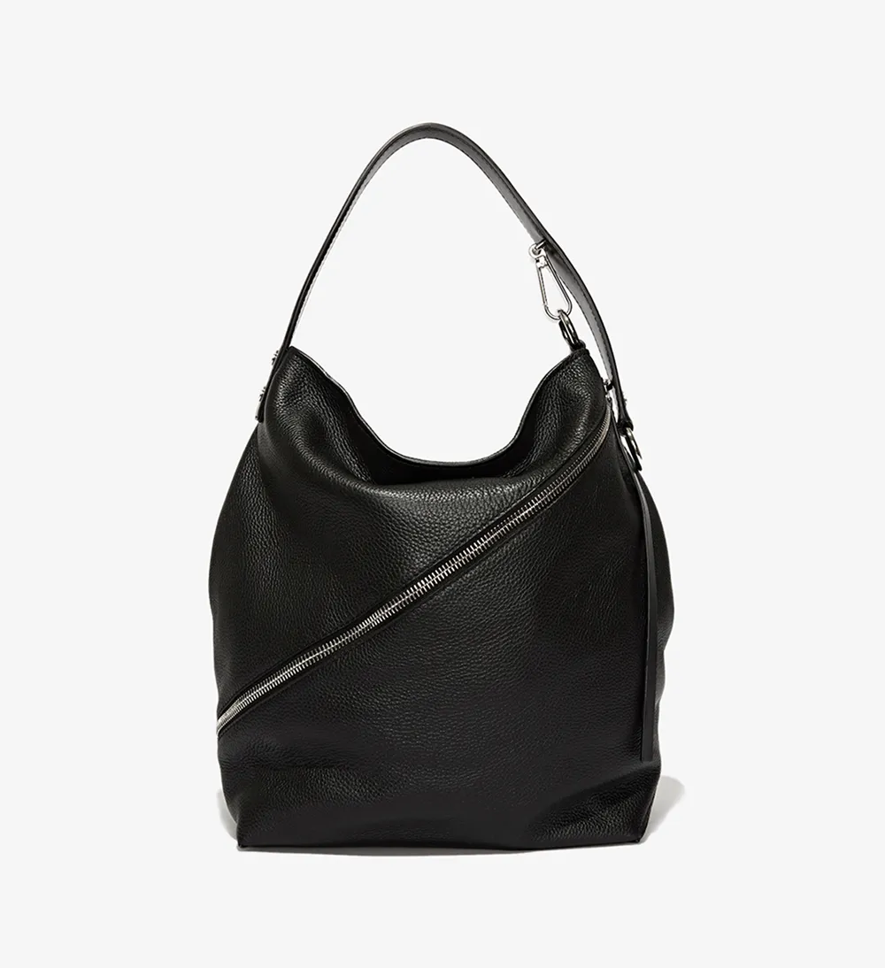 Medium Pebbled Leather Zip Hobo