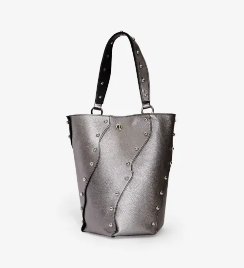 Medium Round Studded Bucket Bag