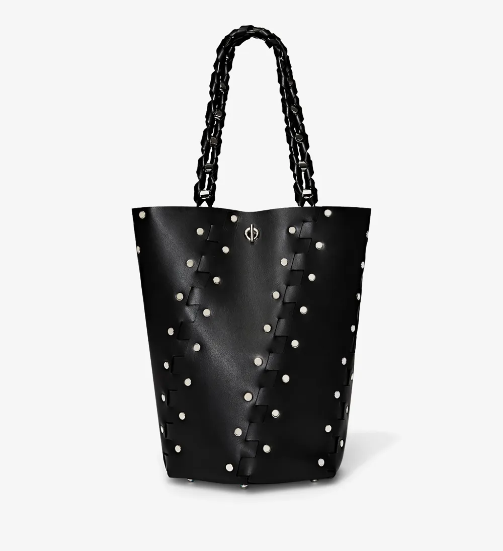 Medium Studded Hex Bucket Bag