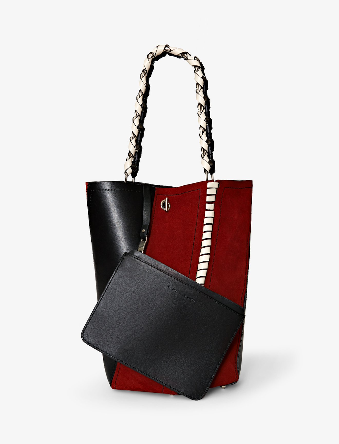Medium Suede Leather Hex Bucket Bag #1
