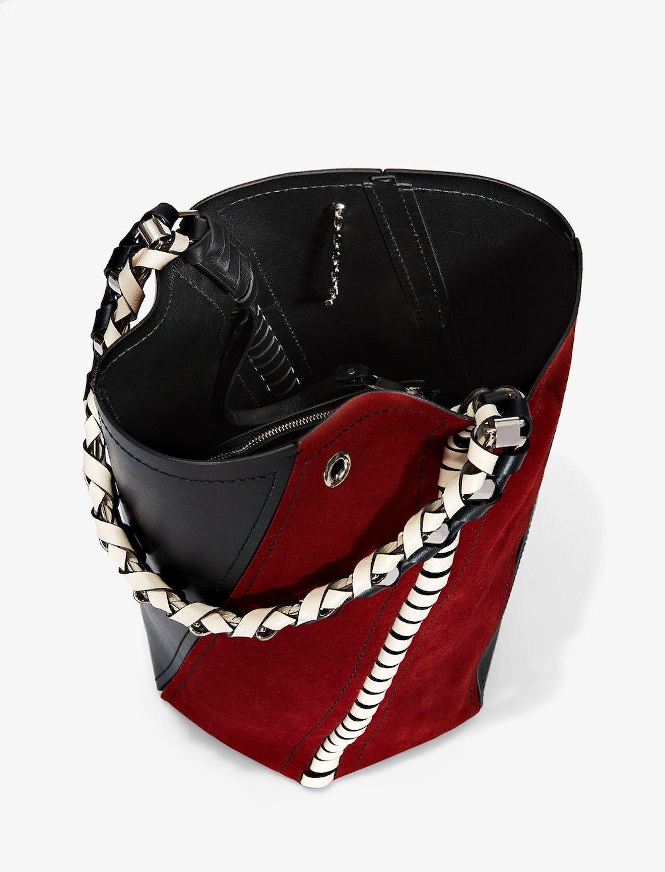 Medium Suede Leather Hex Bucket Bag #3