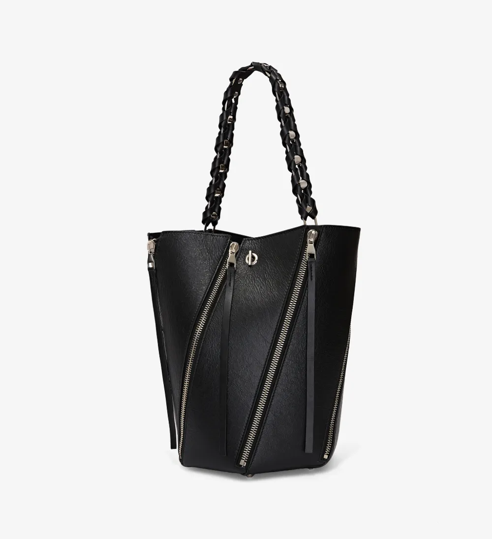 Medium Zippered Hex Bucket Bag