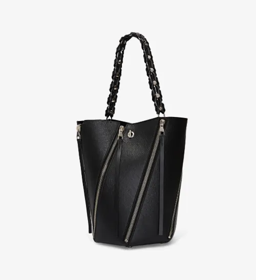 Medium Zippered Hex Bucket Bag