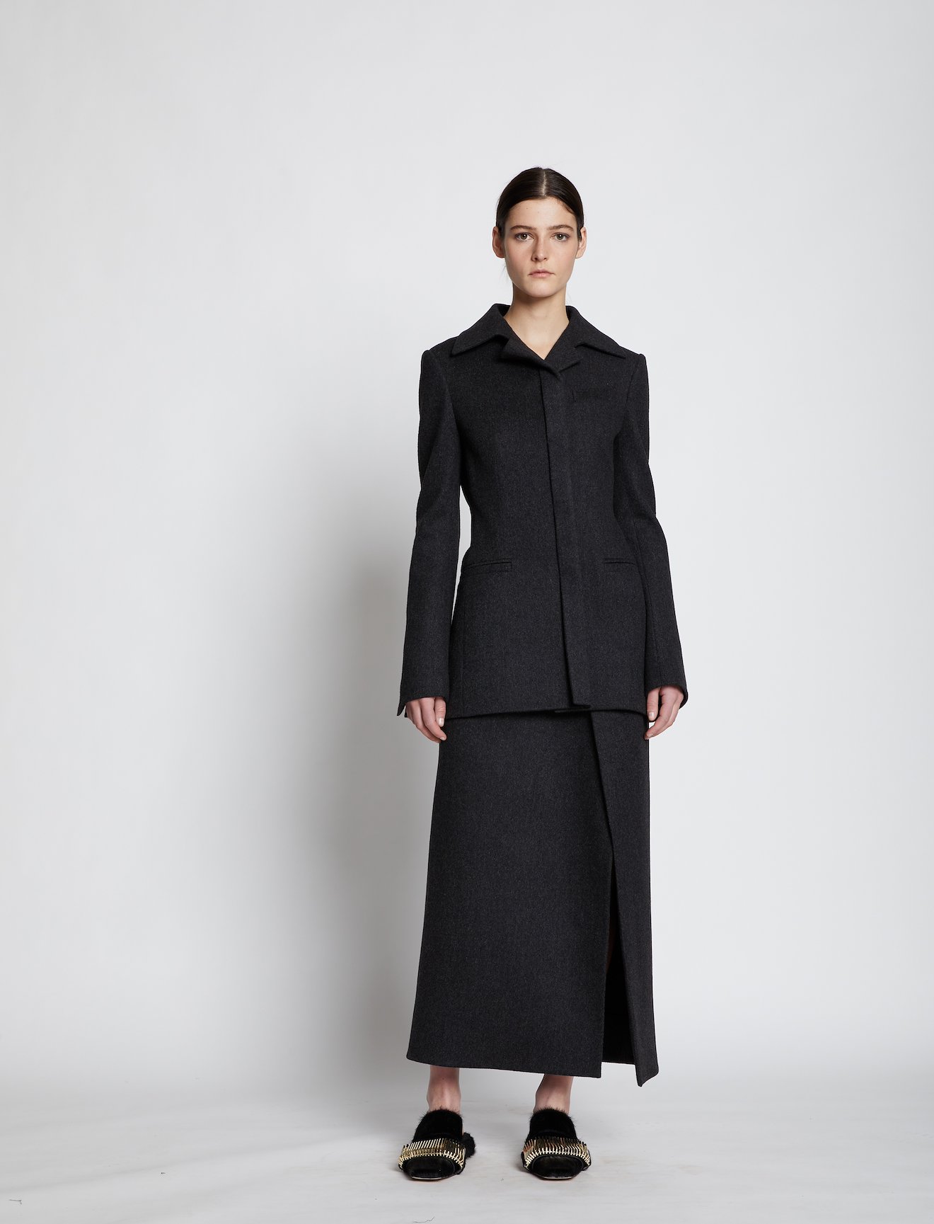 Melange Virgin Wool Long Line Blazer #3