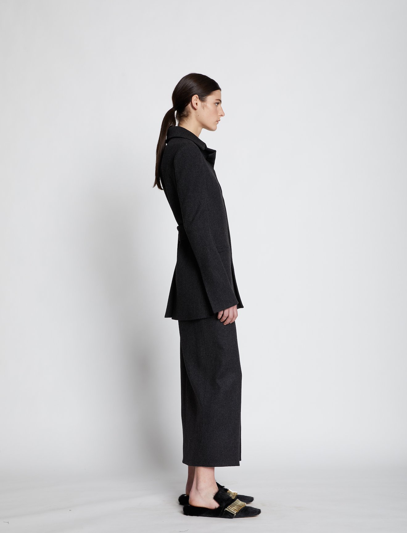 Melange Virgin Wool Long Line Blazer #1