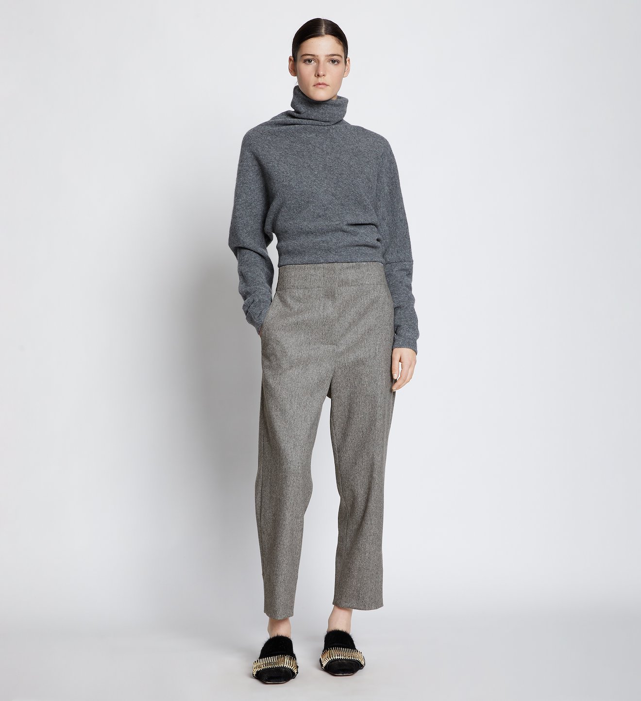 Melange Virgin Wool Tapered Pants