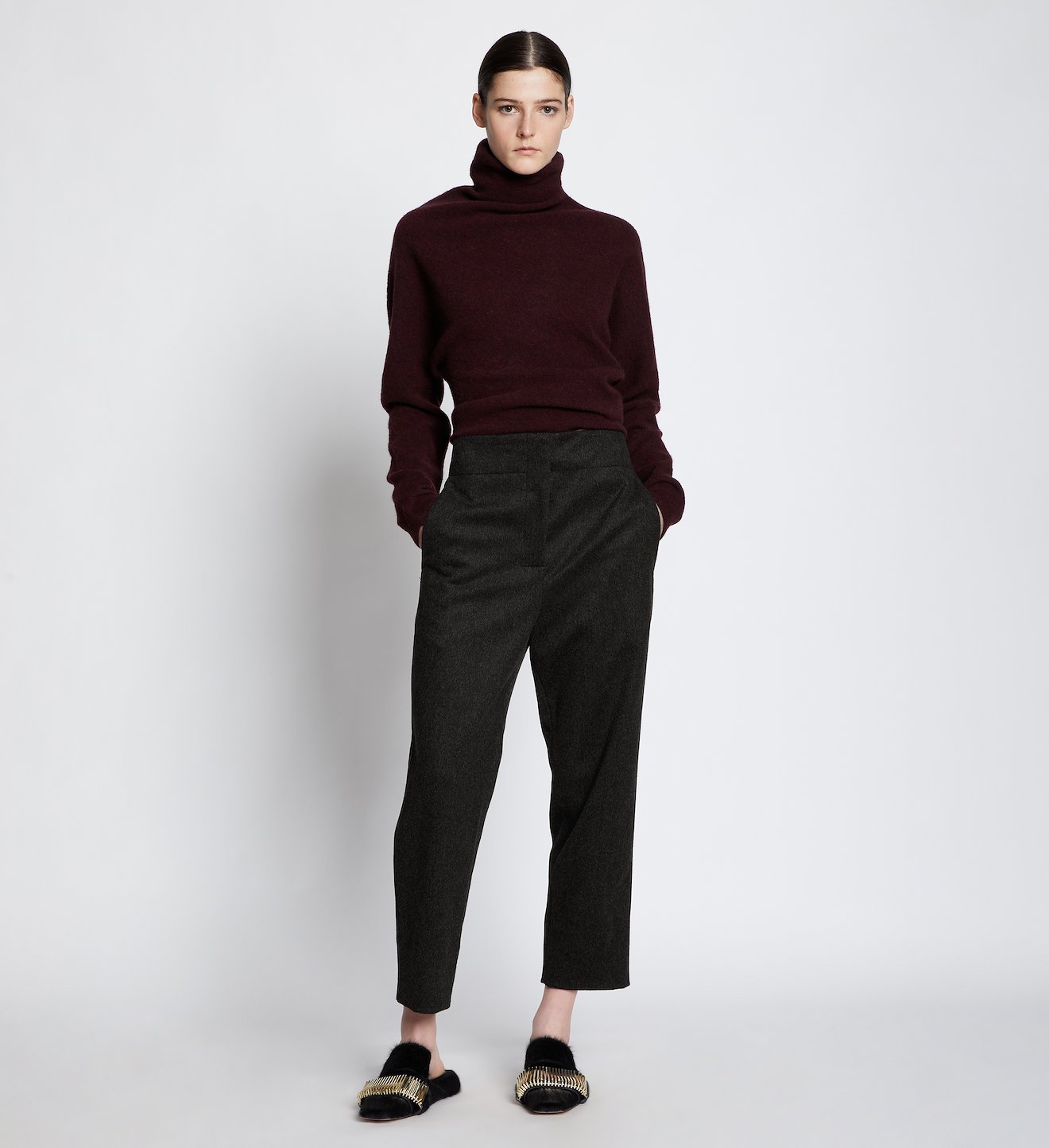 Melange Virgin Wool Tapered Pants
