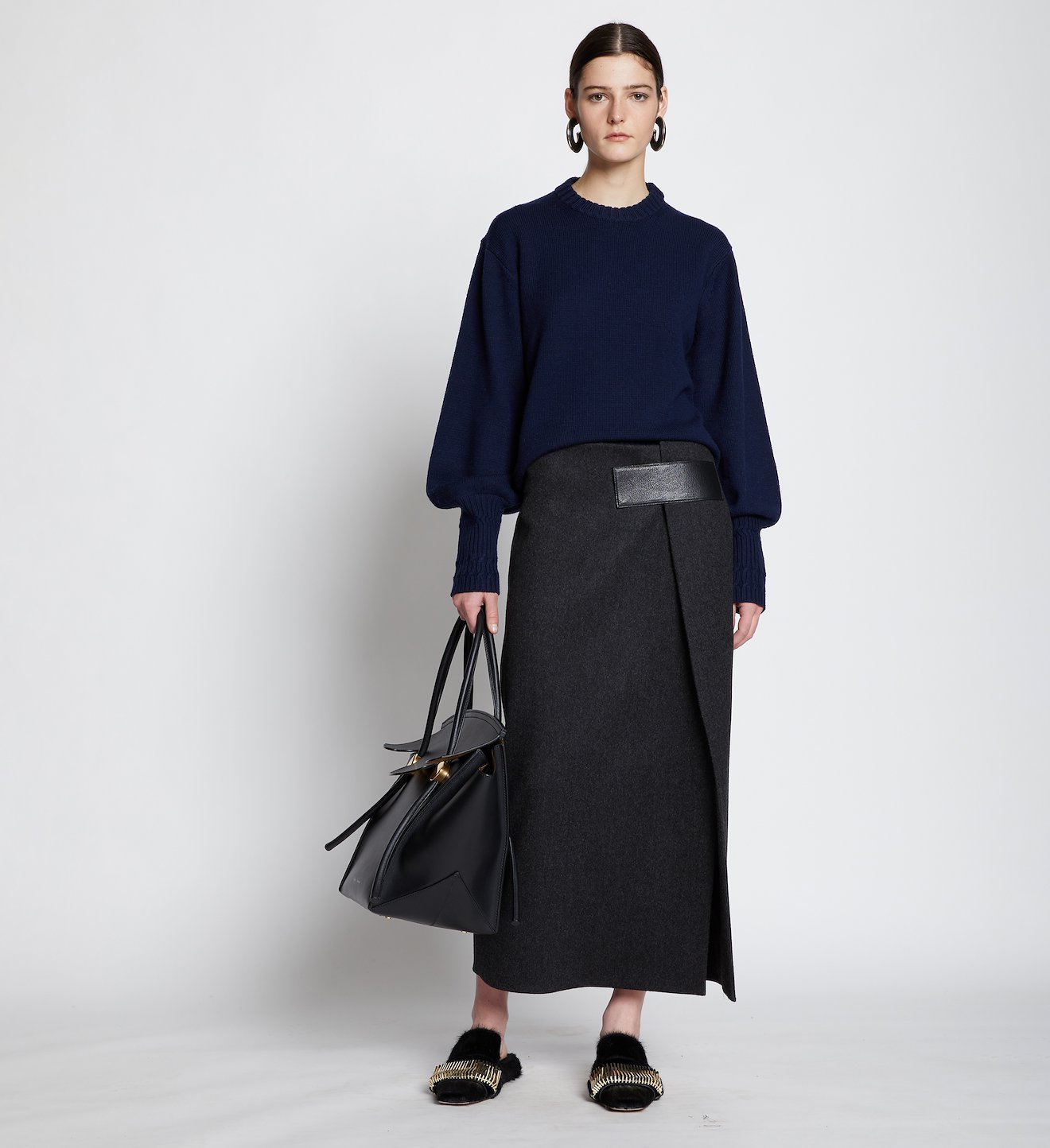 Melange Virgin Wool Wrap Skirt