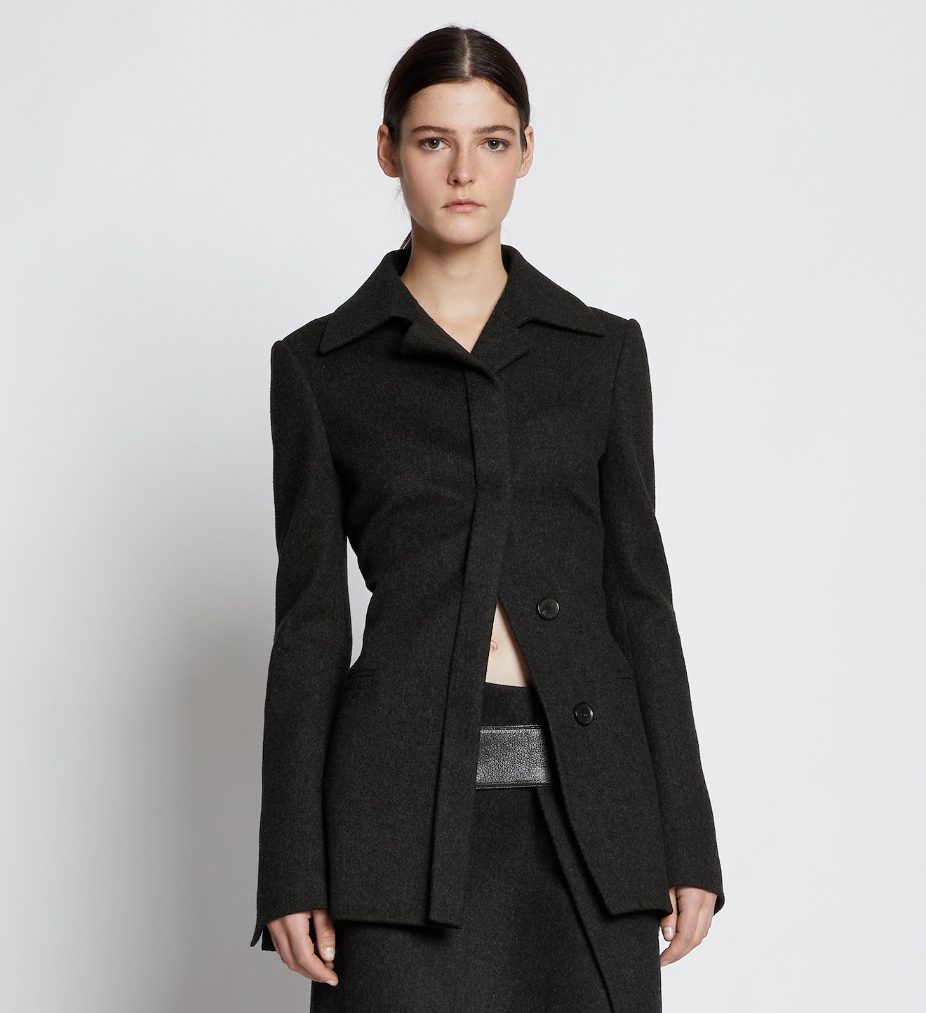 melange wool longline blazer