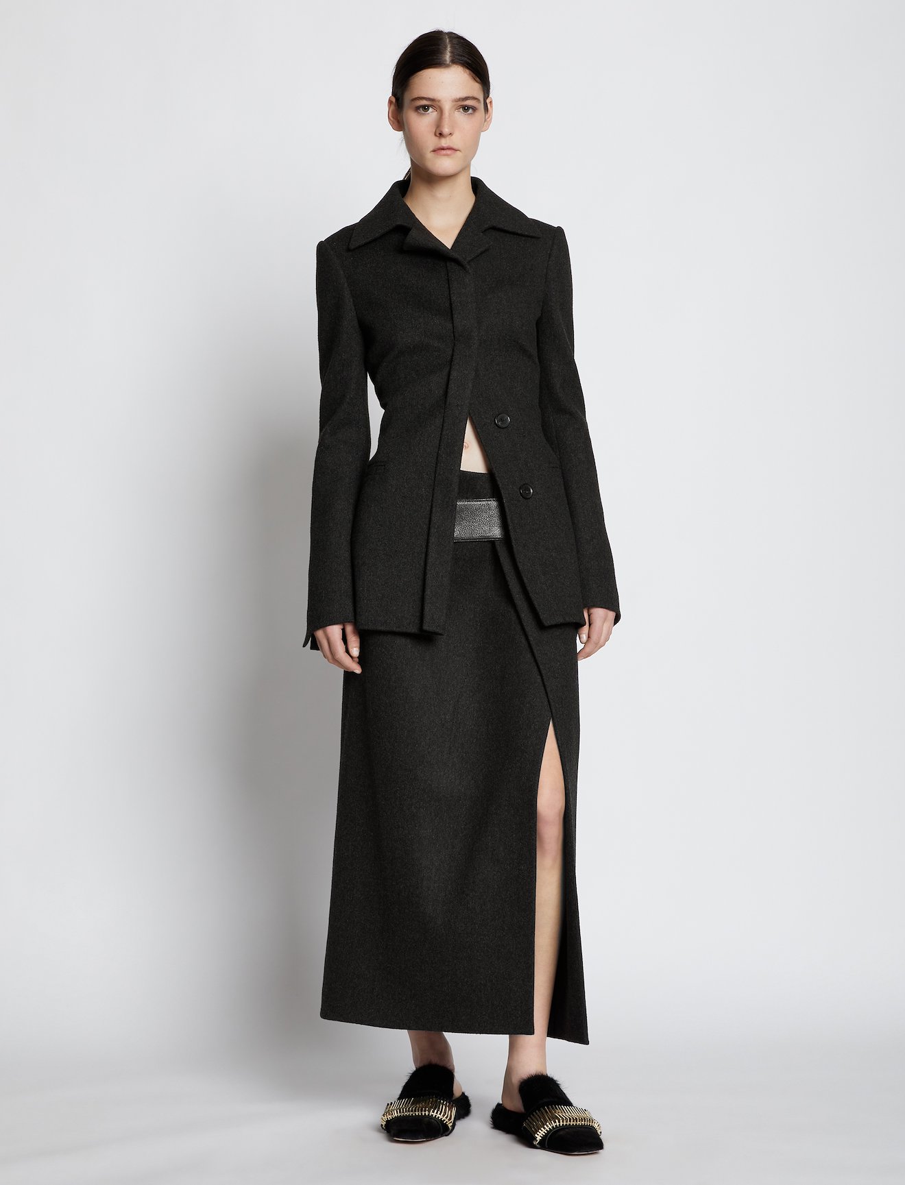 melange wool longline blazer #2