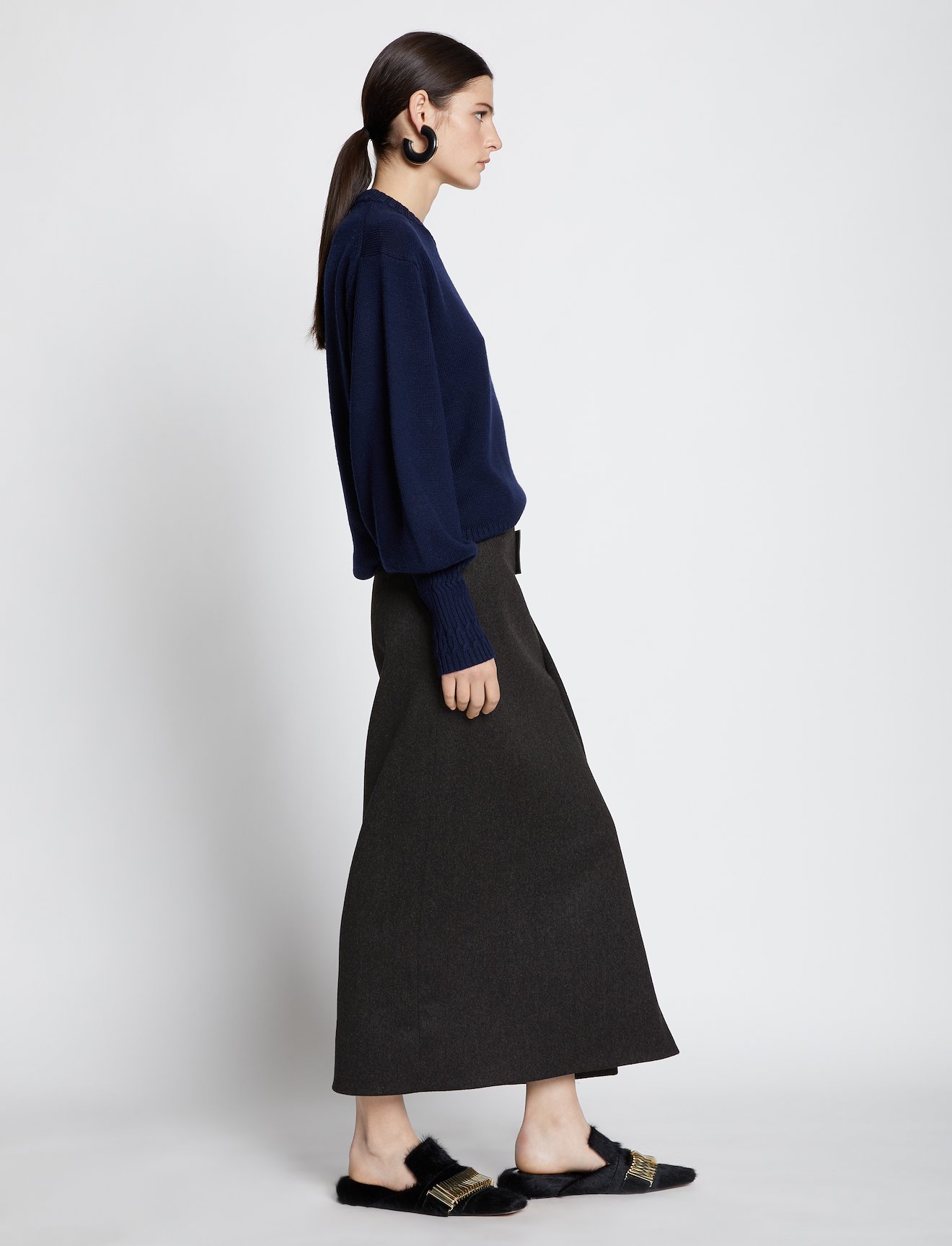 melange wool midi wrap skirt #1