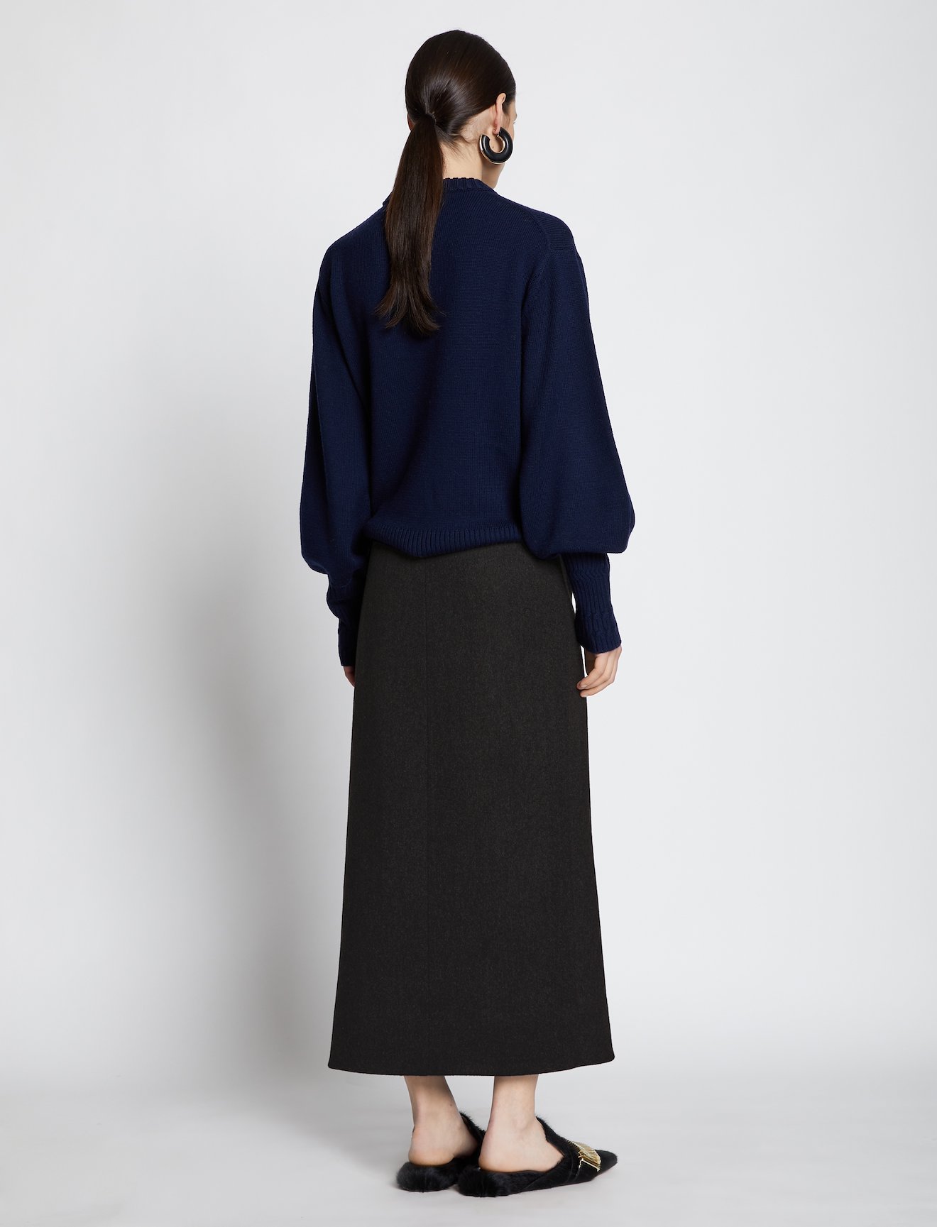 melange wool midi wrap skirt #2
