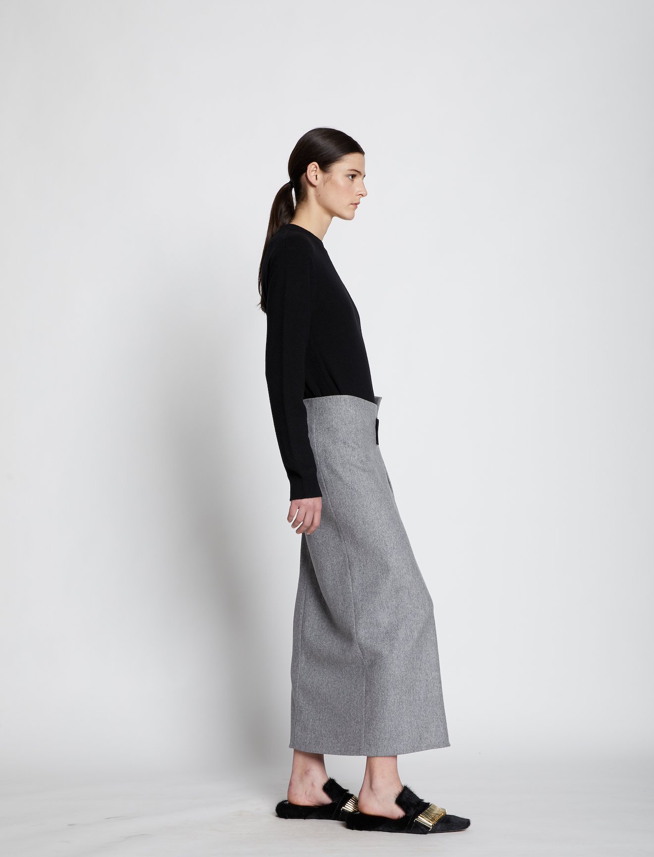 Melange Wool Midi Wrap Skirt #1