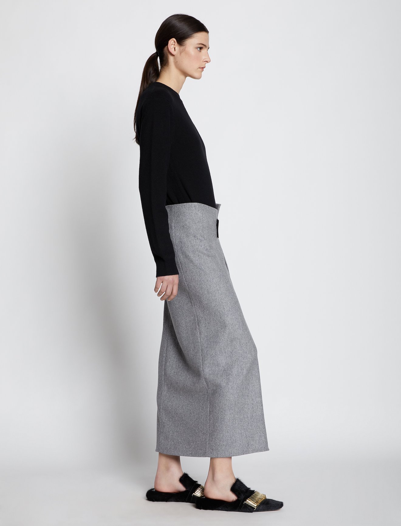 melange wool midi wrap skirt #1