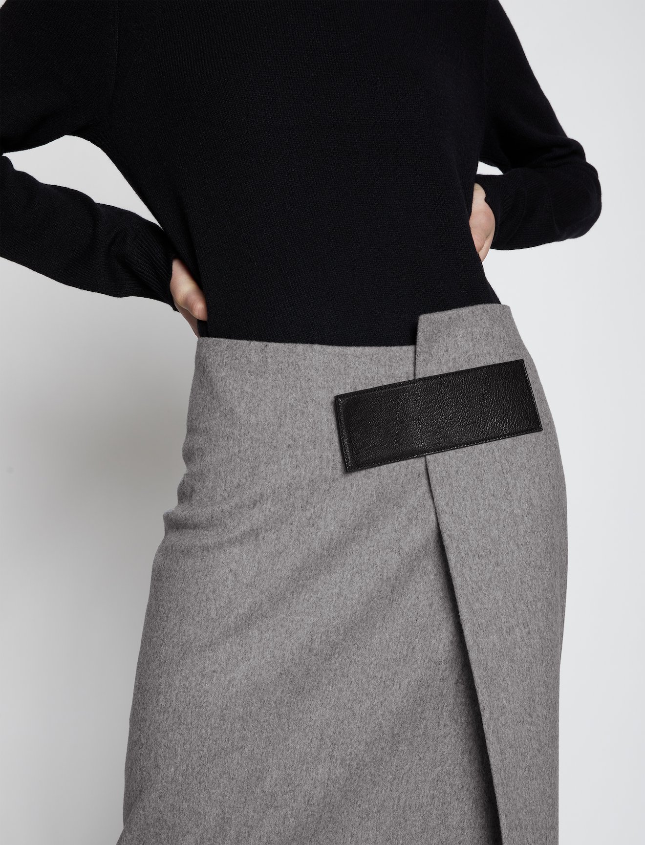 melange wool midi wrap skirt #3