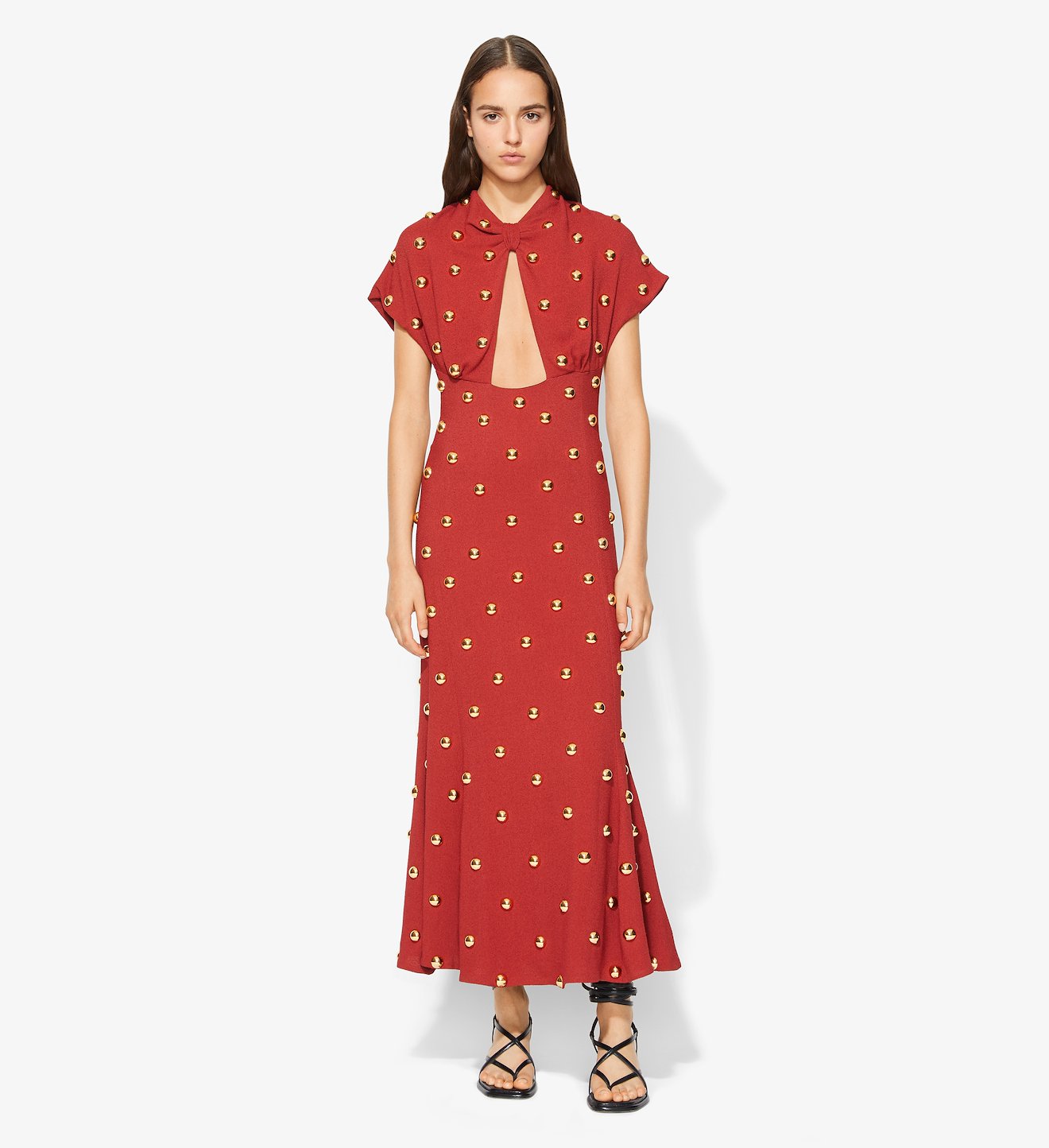 Metal Embroidered Long Dress