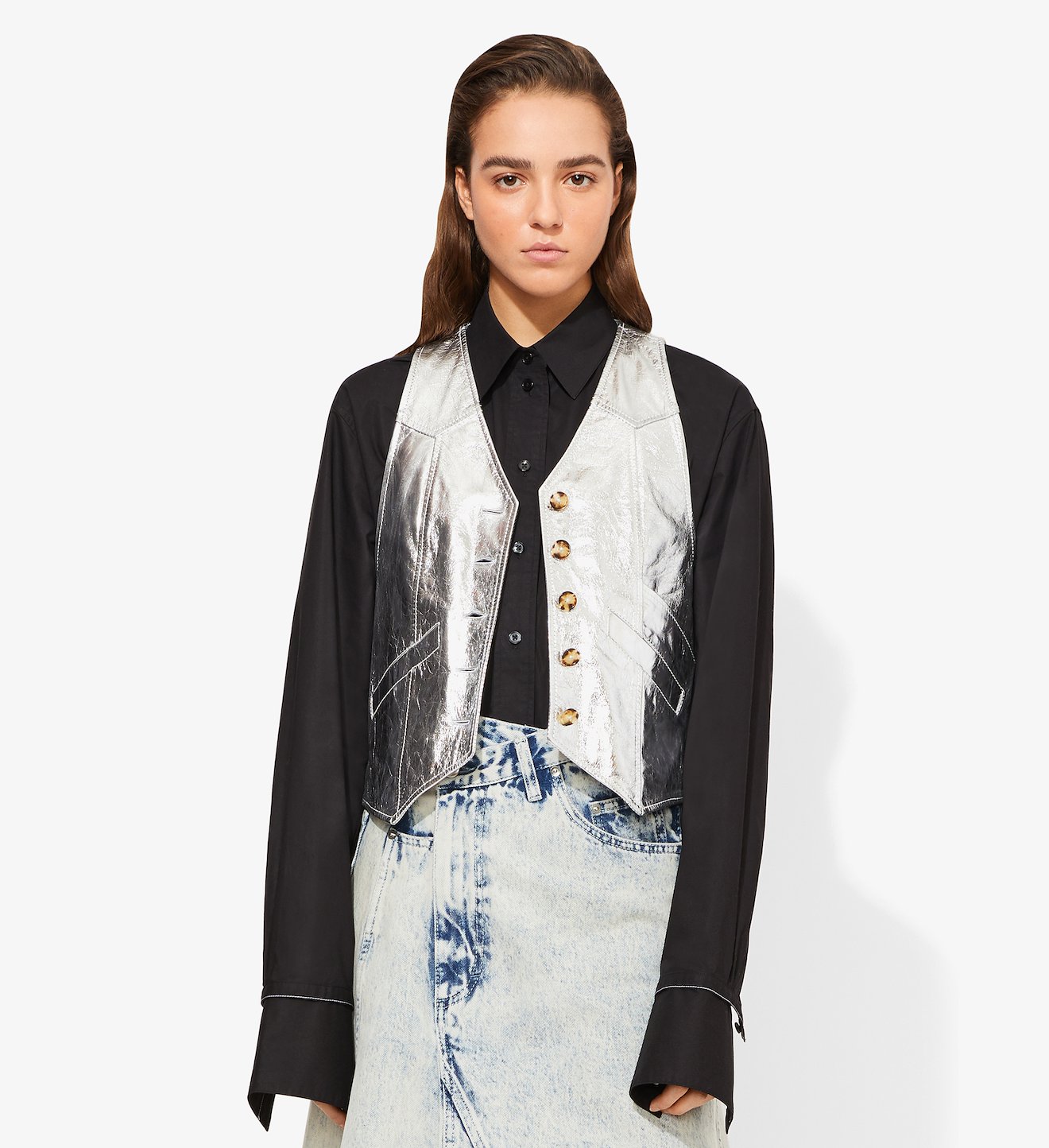 Metallic Leather Vest