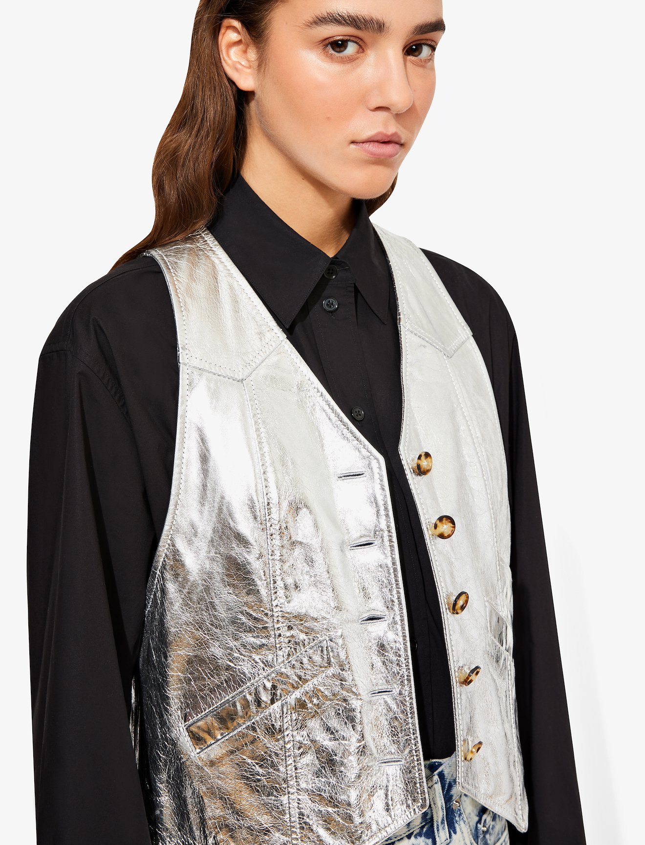 Metallic Leather Vest #4