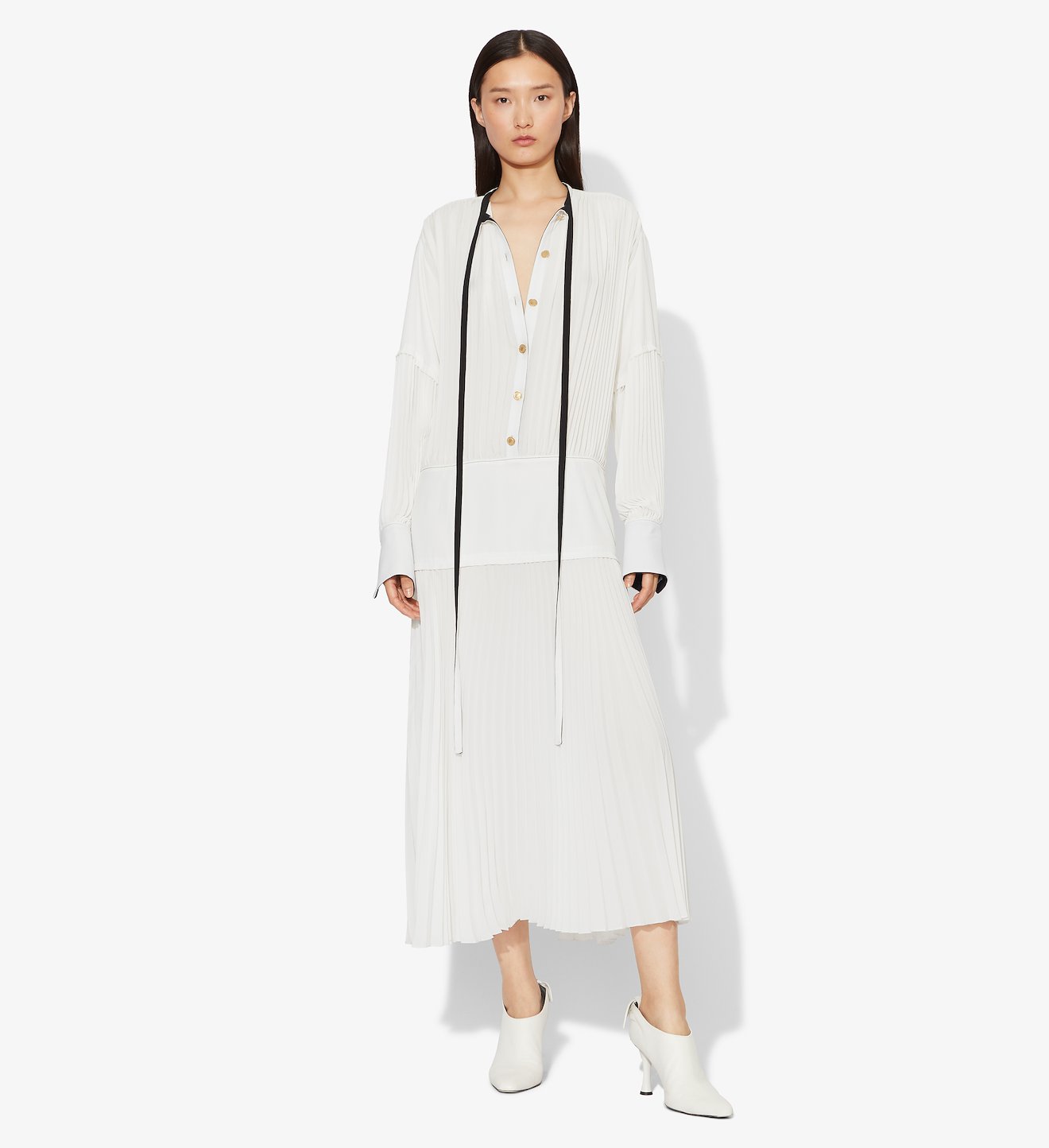 Micro Pleated Long Sleeve Dress