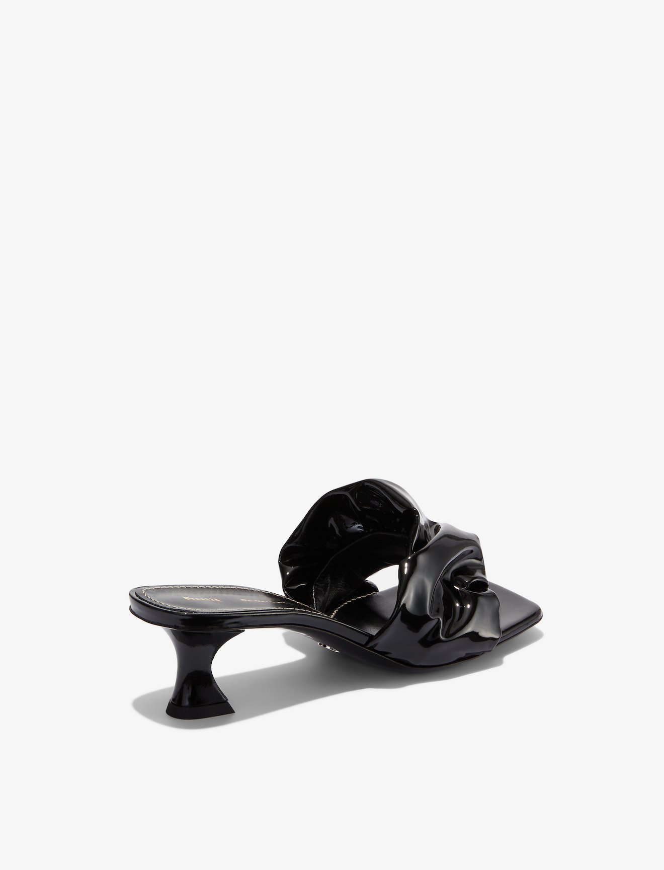 Mid Heel Patent Scrunched Sandals #2