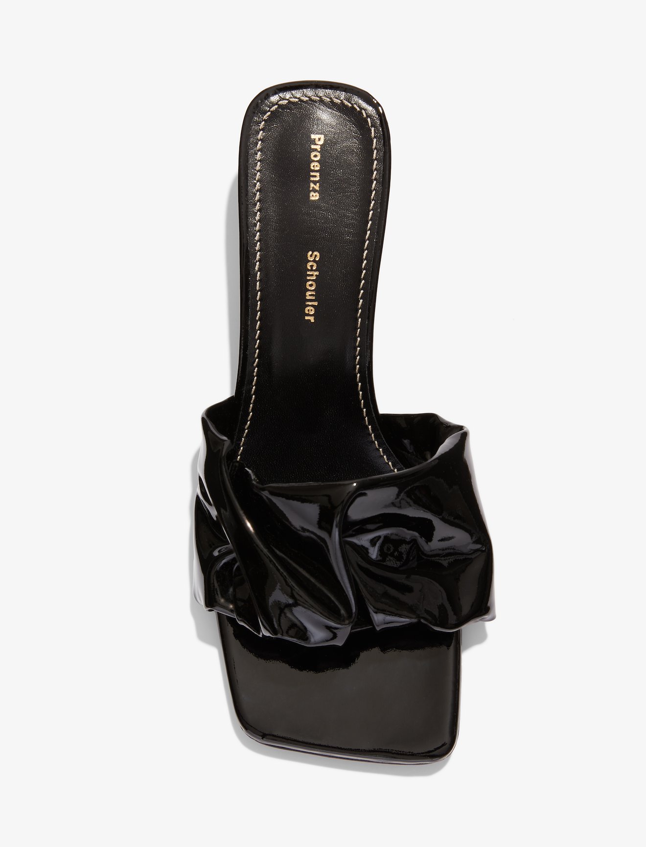 Mid Heel Patent Scrunched Sandals #3