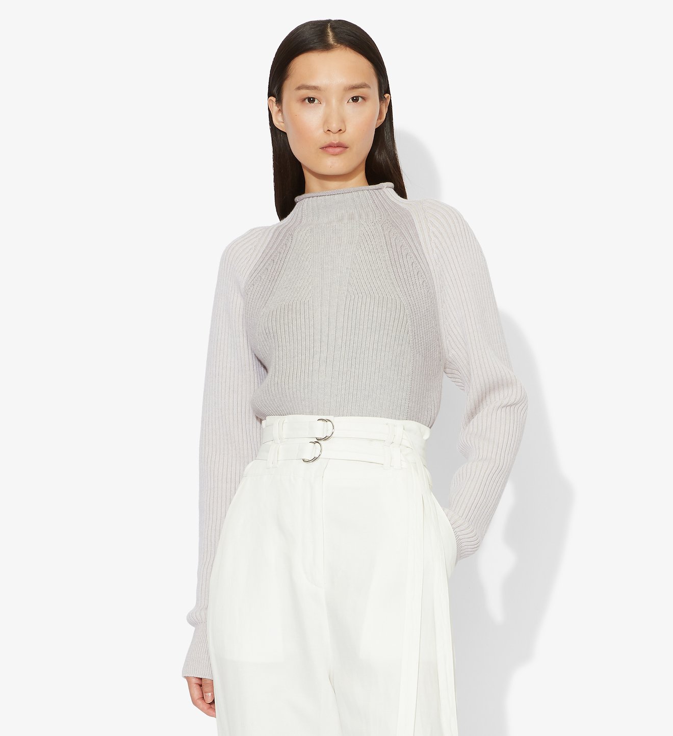 Mock Neck Raglan Cropped Pullover