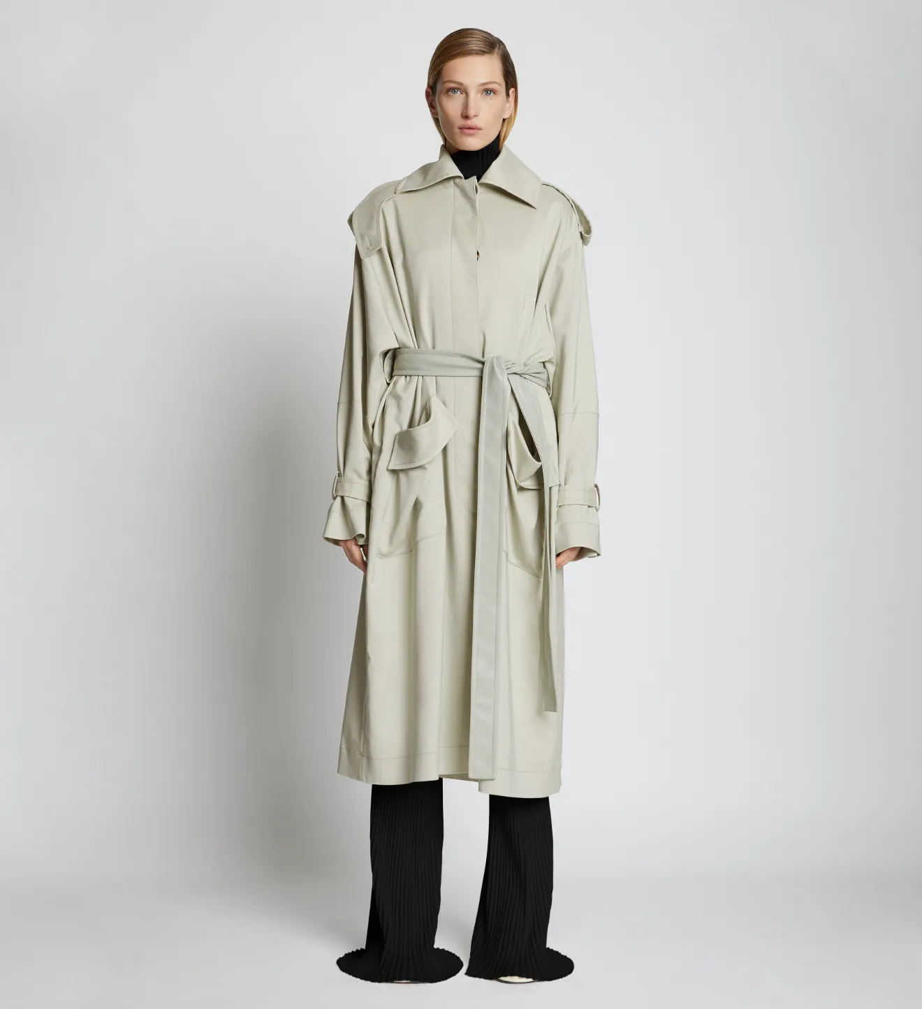 エバニュー Gabardine Ruffled Trench Coat herlipto | www.tegdarco.com