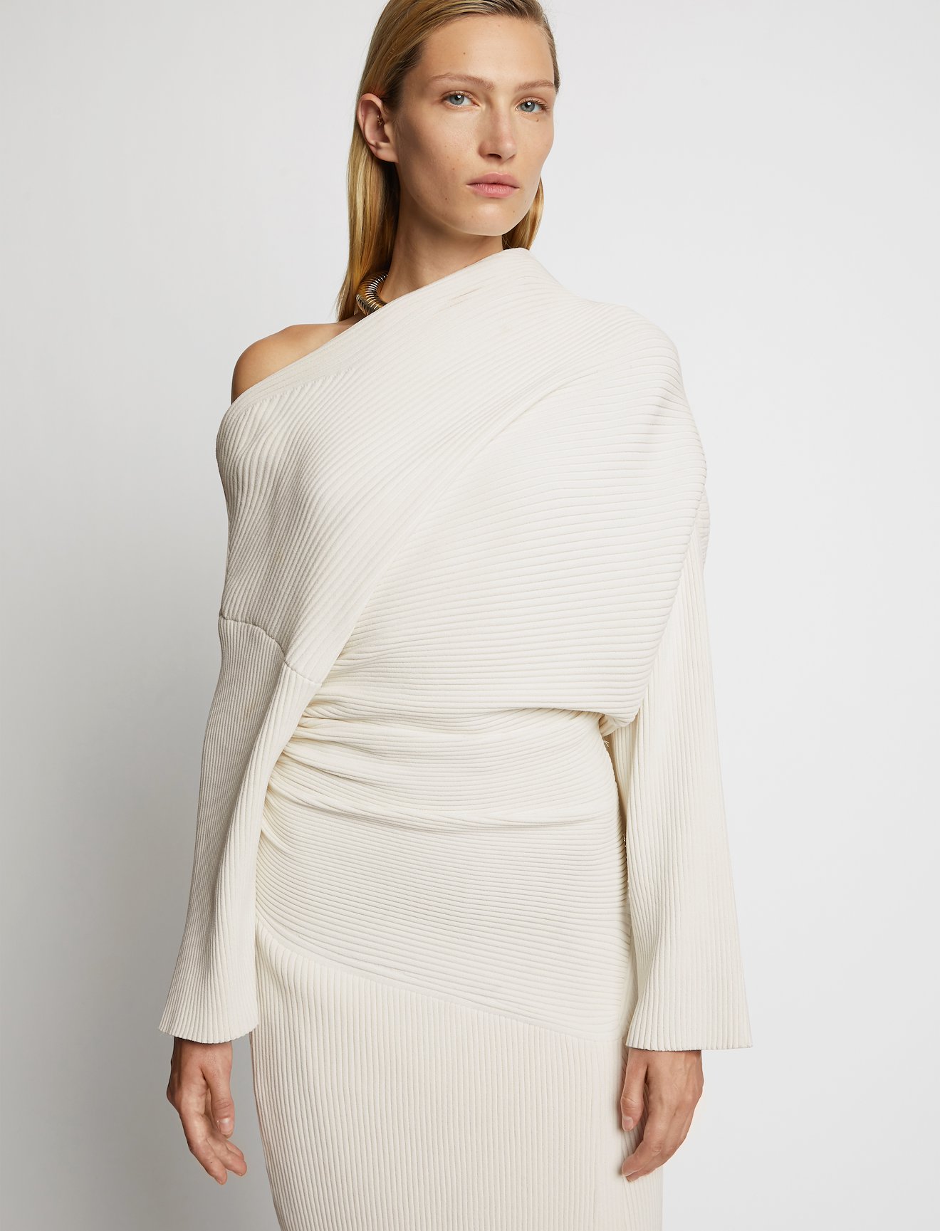 Off Shoulder Rib Knit Dress #3